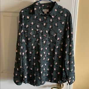 Loft Outlet dark green button down blouse